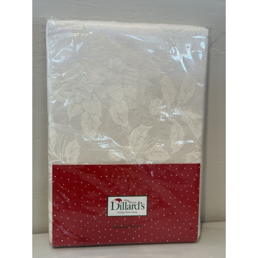 Dillard's Trimmings Holiday Table Linens Poinsettia Damask 60" X 84" Oblong